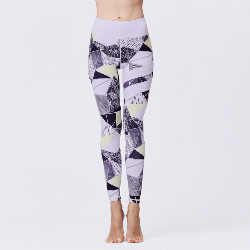 Women's high-waist sports leggings with floral print, ideal for yoga and fitness. Made of nylon-spandex for stretch and comfort.